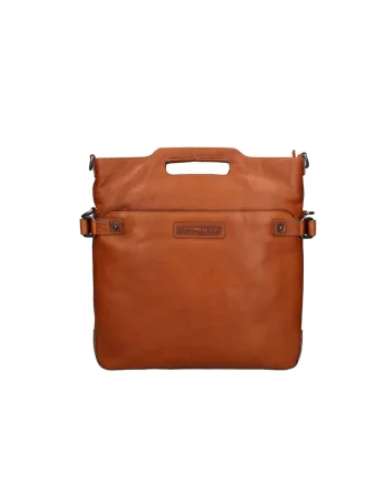 Geanta crossbody de piele cu bareta detasabila, Maro