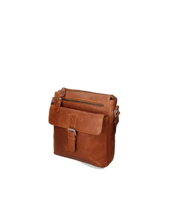 Geanta crossbody de piele cu buzunare multiple, Maro