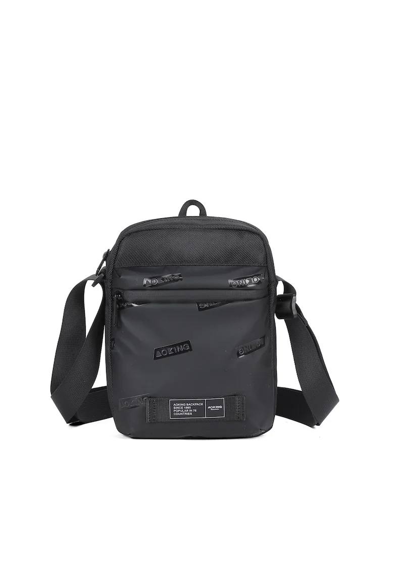 Geanta crossbody cu detalii logo, Negru