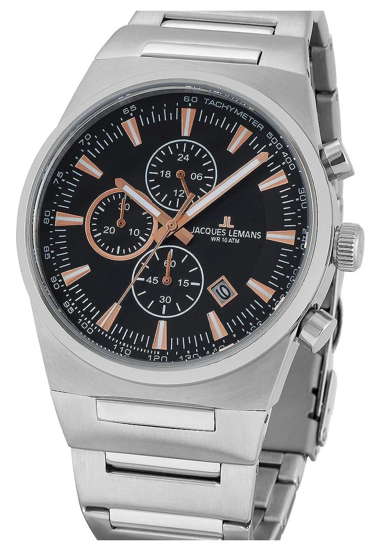 Ceas  Manchester, 43mm, 10ATM, Argintiu, Negru