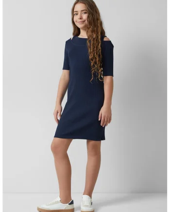 Rochie scurta bodycon cu model 2 in 1, Bleumarin