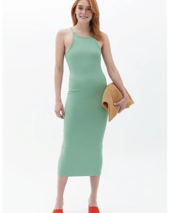 Rochie bodycon midi, Verde pal