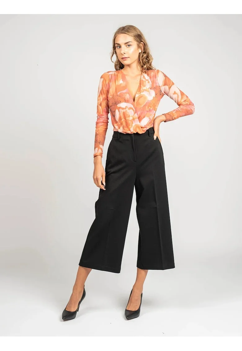 Bluza tip body cu imprimeu floral, Roz,
