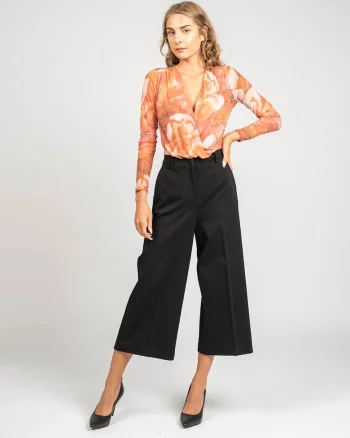 Bluza tip body cu imprimeu floral, Roz,