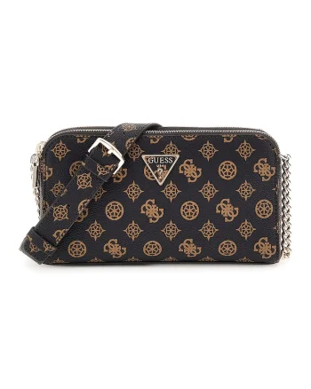Geanta crossbody din piele ecologica Eco Erica Status, Negru/Maro