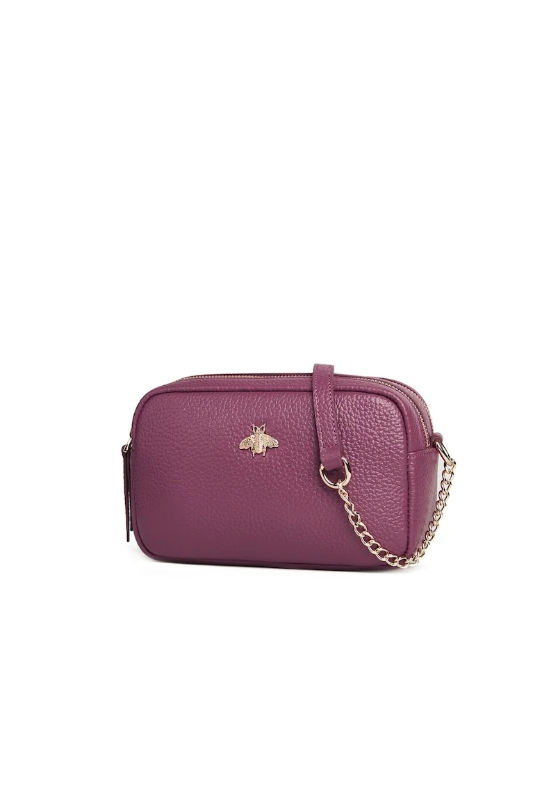 Geanta crossbody din piele Elsa, Roz zmeuriu