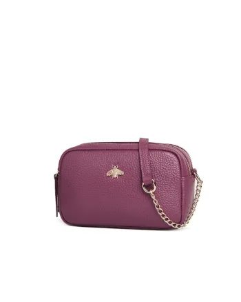 Geanta crossbody din piele Elsa, Roz zmeuriu