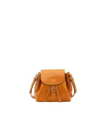 Geanta crossbody de piele cu bareta ajustabila, Galben mustar