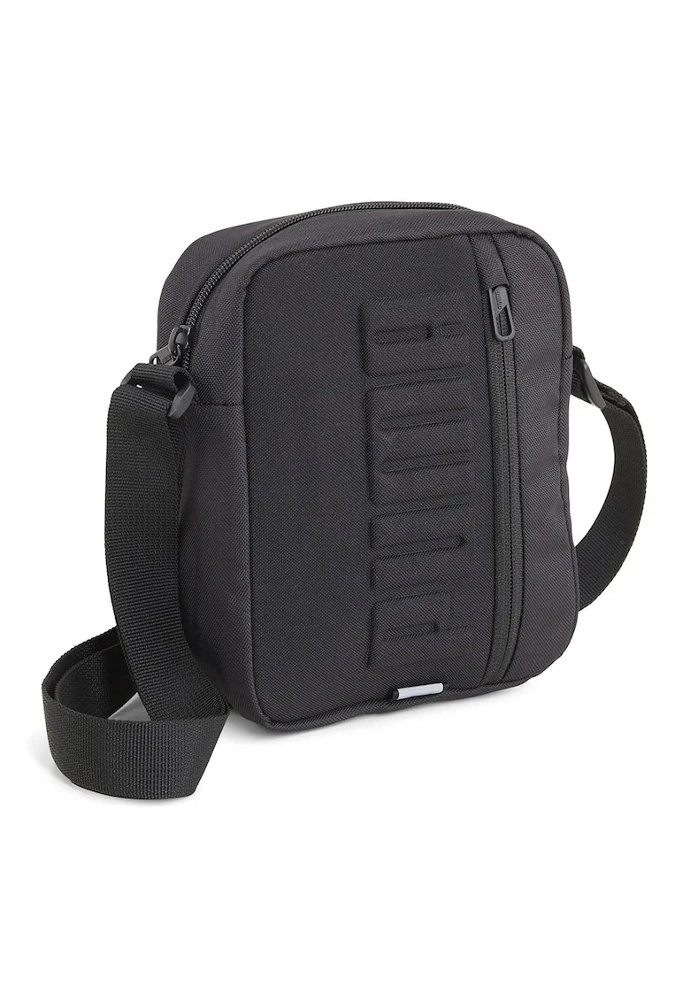 Geanta crossbody cu logo in relief Portable, Negru