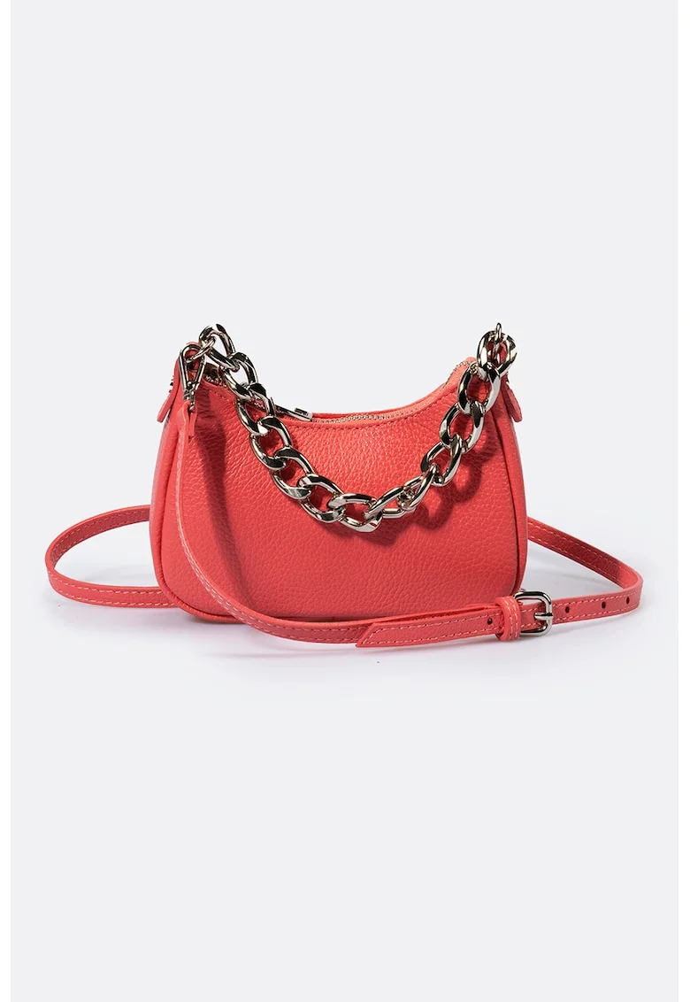 Geanta crossbody din piele, Coral