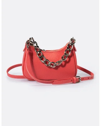 Geanta crossbody din piele, Coral