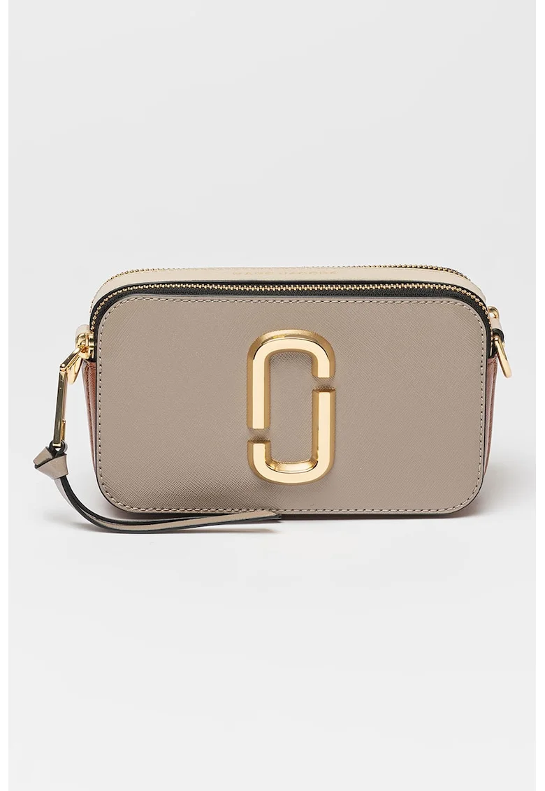 Geanta crossbody din piele The Snapshot, Negru/Maro taupe