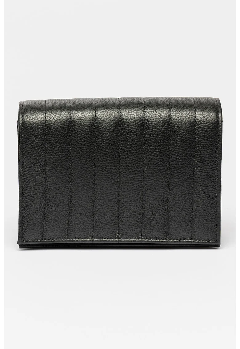 Geanta crossbody de piele cu model matlasat, Negru