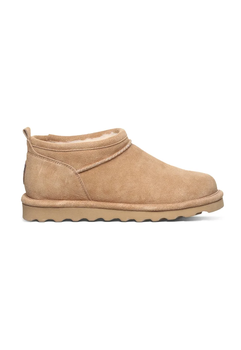Ghete slip-on de piele intoarsa, Maro nisip