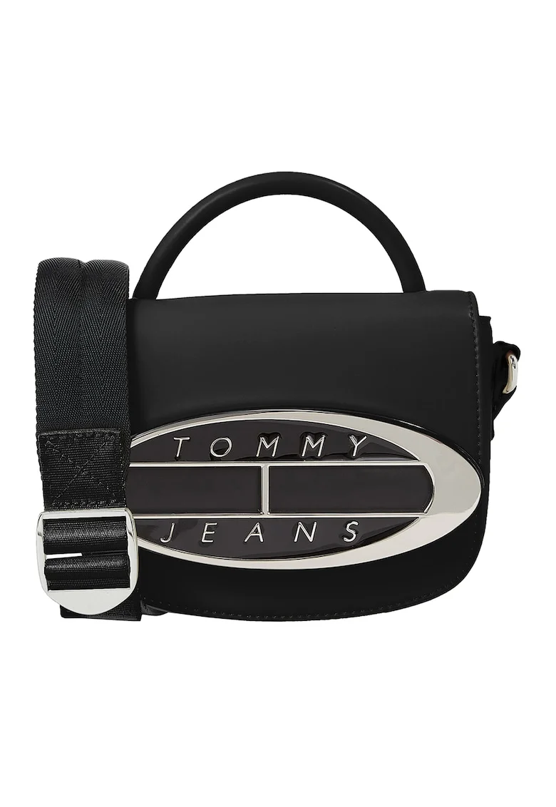 Geanta crossbody de piele ecologica cu logo Origin, Negru
