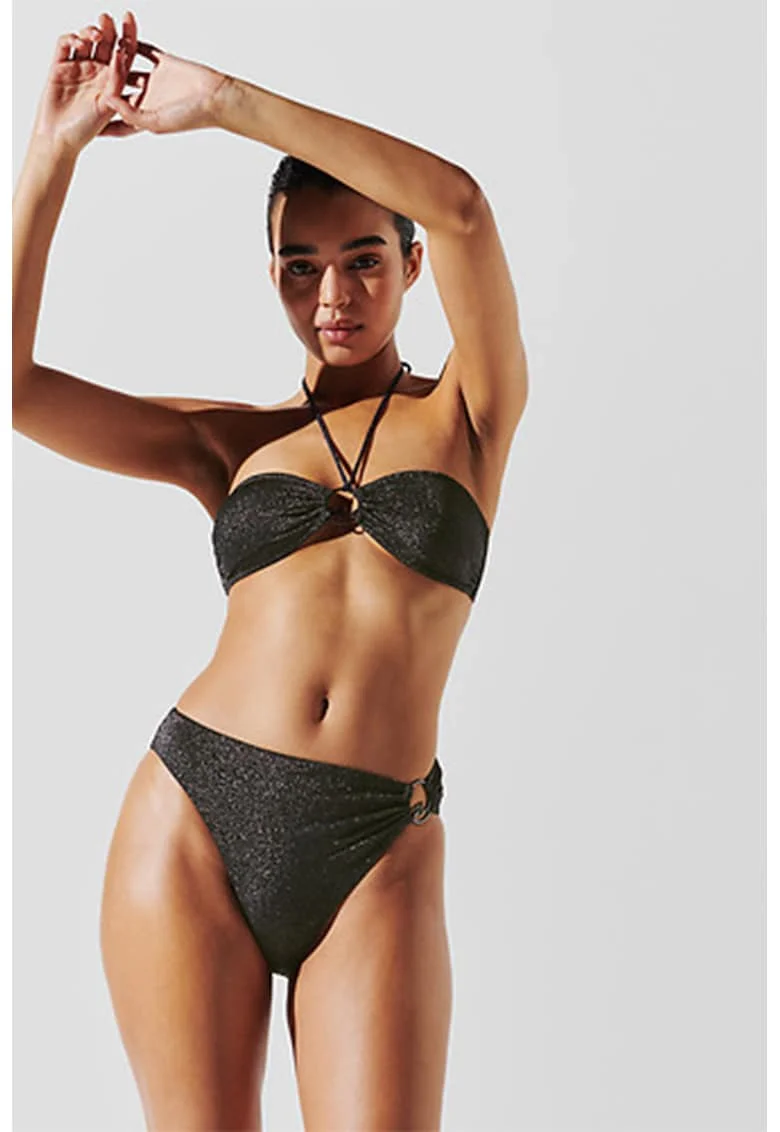 Sutien de baie cu model stralucitor, Gri inchis melange