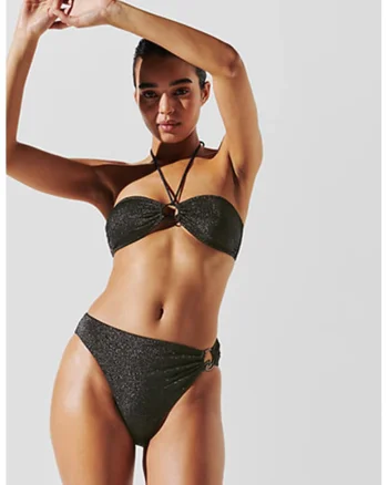 Sutien de baie cu model stralucitor, Gri inchis melange