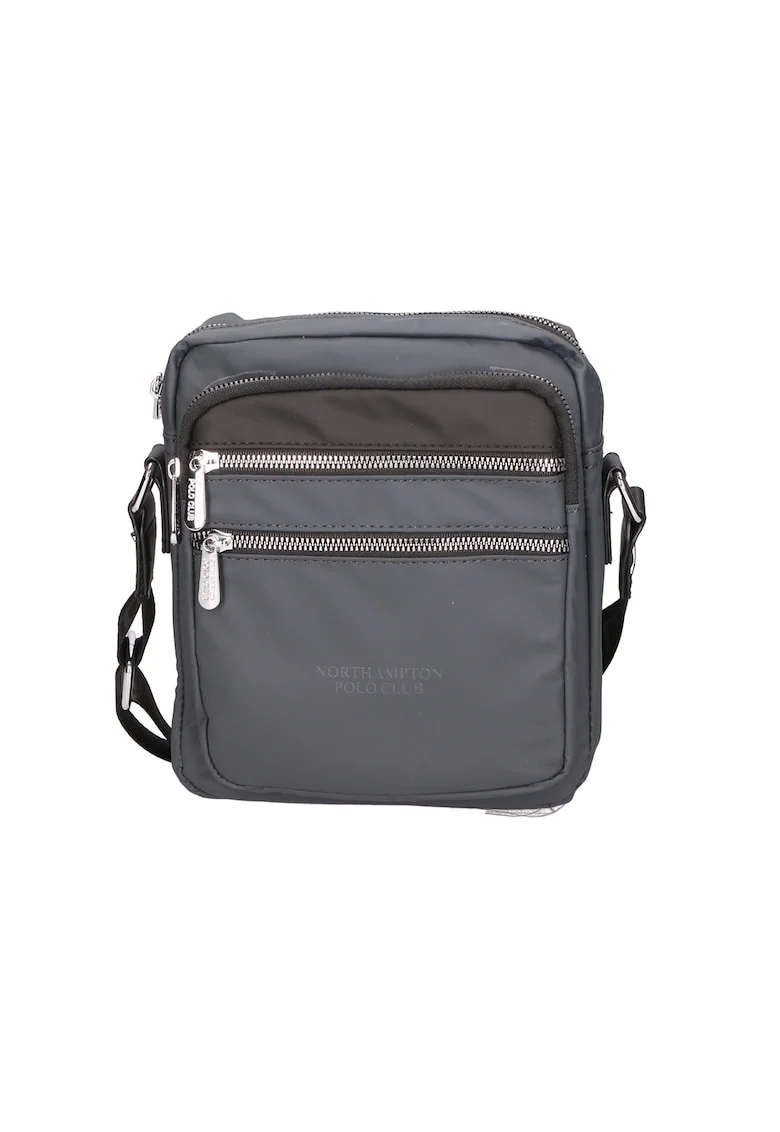 Geanta crossbody cu buzunare exterioare, Negru, Grey