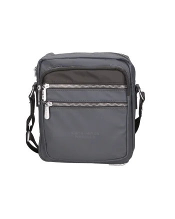 Geanta crossbody cu buzunare exterioare, Negru, Grey