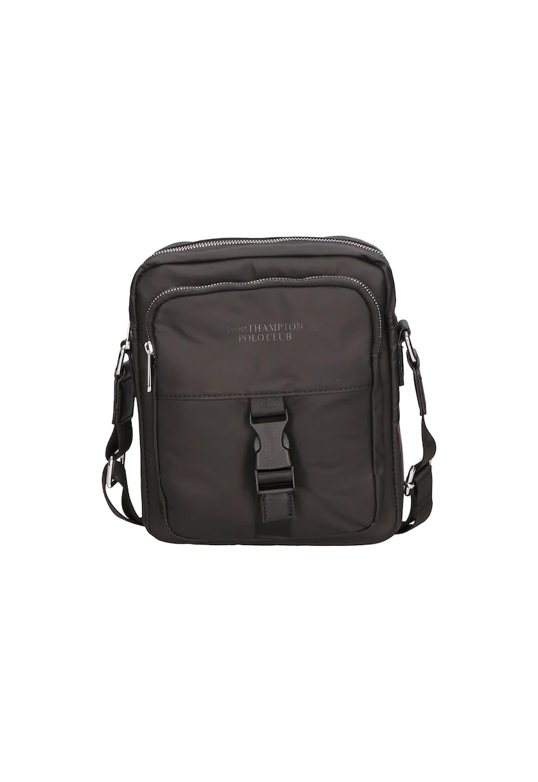 Geanta crossbody cu bareta logo, Negru