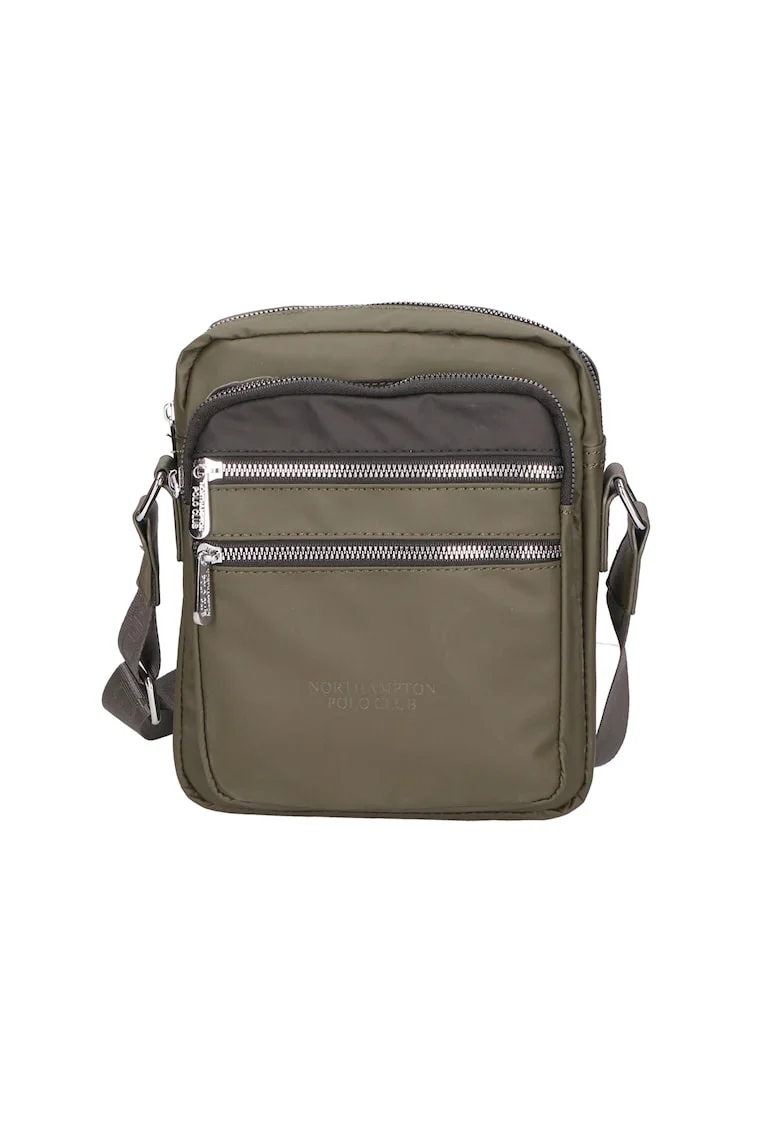 Geanta crossbody cu buzunare exterioare, Verde, Negru