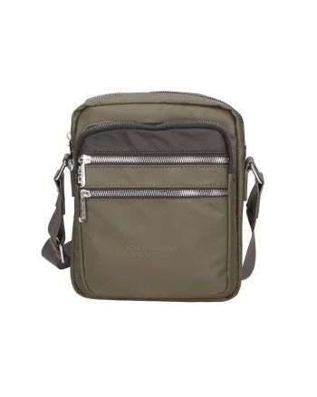 Geanta crossbody cu buzunare exterioare, Verde, Negru