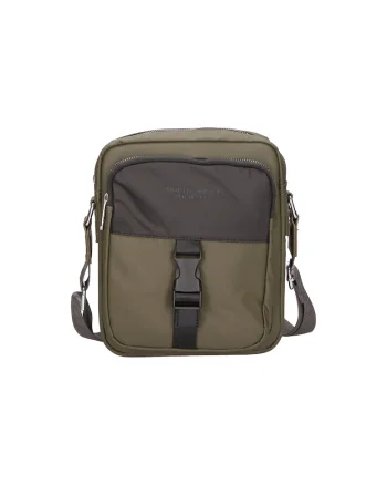 Geanta crossbody cu bareta logo, Verde, Negru