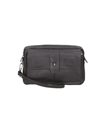 Geanta crossbody de piele ecologica cu bareta pentru incheietura, Negru