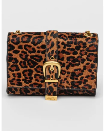 Geanta crossbody de piele cu par scurt Zeta, Negru/Maro