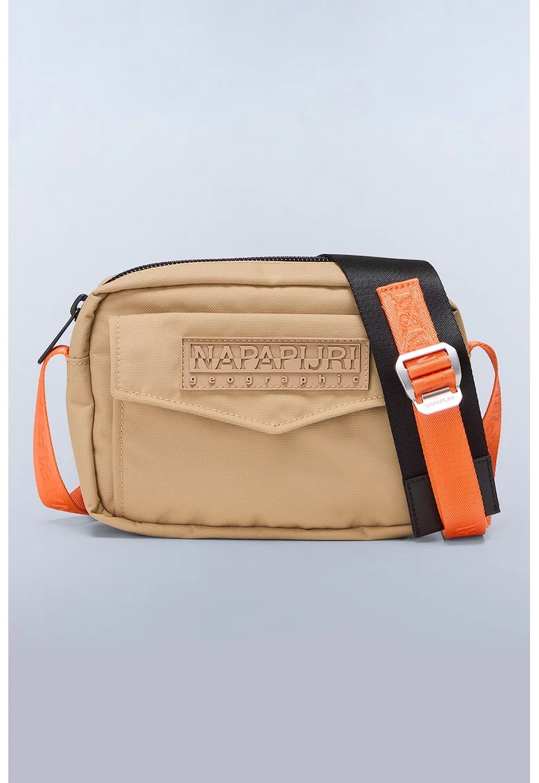 Geanta crossbody din material textil cu buzunar frontal cu clapa Morra, Bej