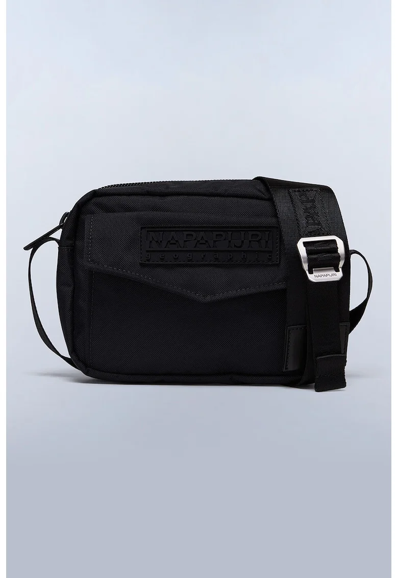 Geanta crossbody din material textil cu buzunar frontal cu clapa Morra, Negru