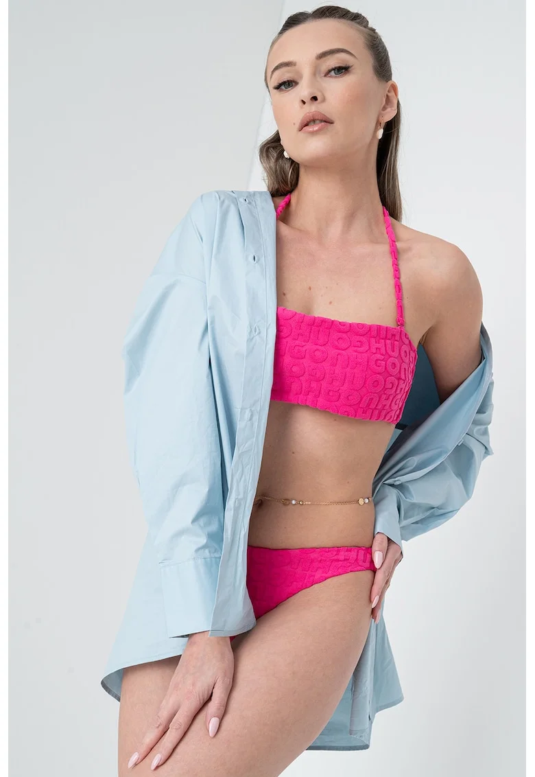 Slip de baie cu model logo, Roz aprins