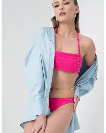 Slip de baie cu model logo, Roz aprins