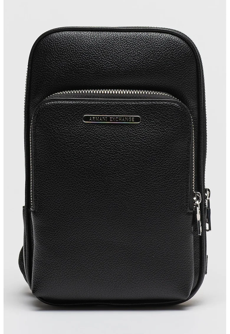 Geanta crossbody cu logo, Negru