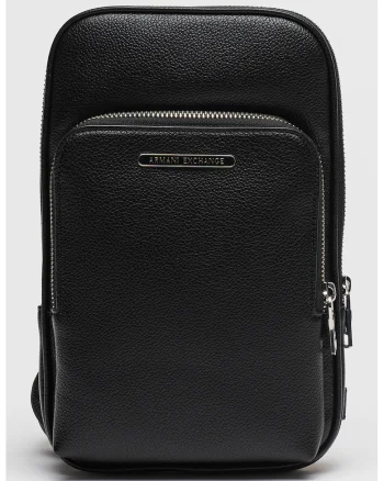 Geanta crossbody cu logo, Negru