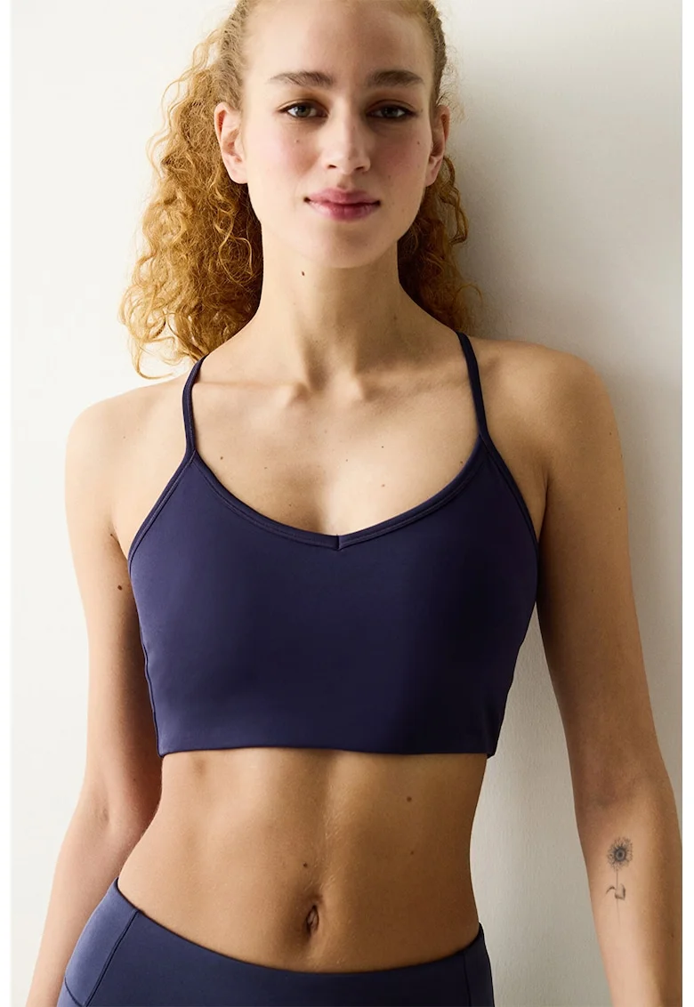 Top-bustiera cu model uni si decolteu racerback, Bleumarin