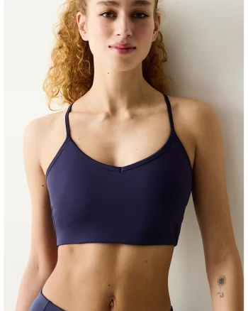 Top-bustiera cu model uni si decolteu racerback, Bleumarin