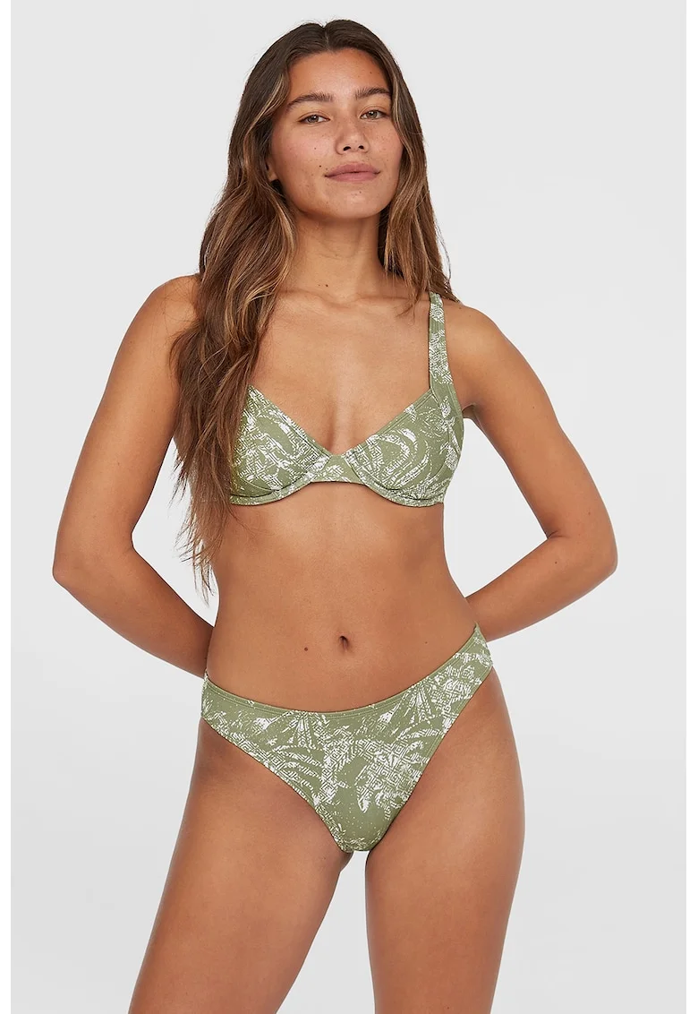 Slip de baie cu model uni, Alb/Verde sparanghel