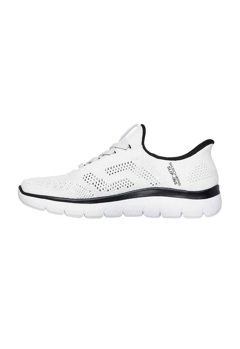 Pantofi sport slip-on din material textil cu perforatii Summits, Alb/Negru