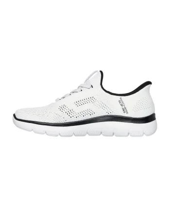 Pantofi sport slip-on din material textil cu perforatii Summits, Alb/Negru