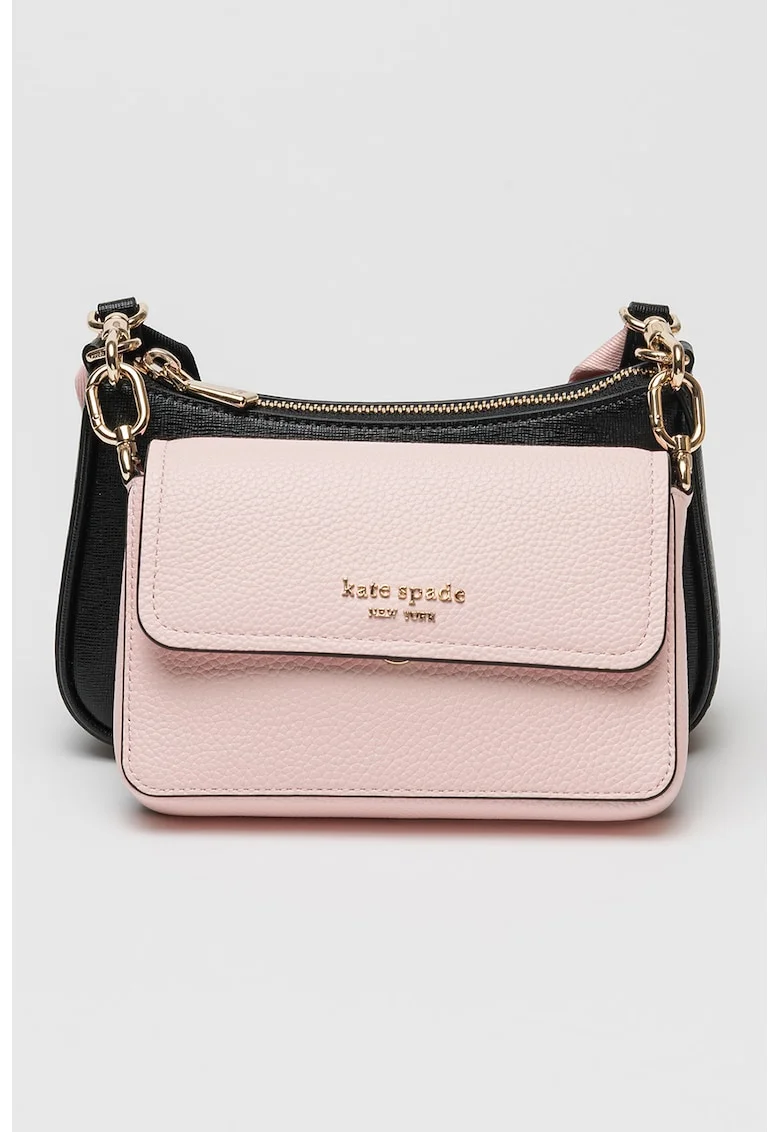 Geanta crossbody din piele cu model stratificat, Negru