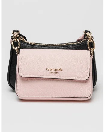 Geanta crossbody din piele cu model stratificat, Negru