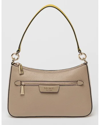 Geanta crossbody din piele Hudson, Maro taupe/Verde lime