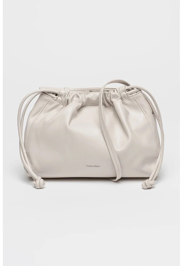 Geanta crossbody cu snur de ajustare, Gri deschis