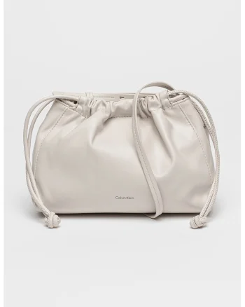 Geanta crossbody cu snur de ajustare, Gri deschis