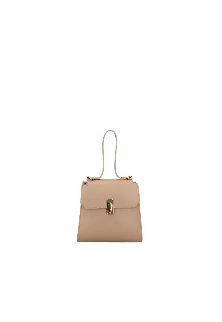 Geanta crossbody de piele, Maro taupe