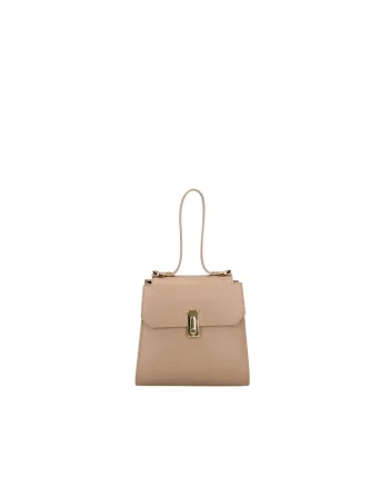 Geanta crossbody de piele, Maro taupe