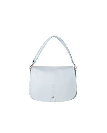 Geanta crossbody de piele cu clapa, Albastru deschis