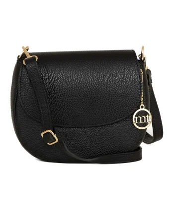 Geanta crossbody de piele cu clapa, Negru