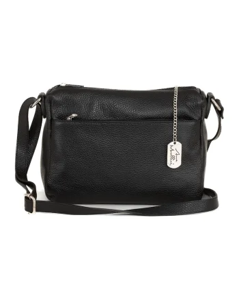 Geanta crossbody din piele cu fermoar, Negru
